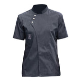 Maxbell Chef Jacket Short Sleeve Cooking Clothes Simple Chef Coat for Restaurant Gray 4XL