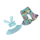 Max Fashion Floral Top & Pants Set for 18inch Doll Accs Light Blue