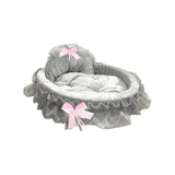 Maxbell Lace Pet Dog Bed Dog House Kennel Princess for Indoor Cats Small Cats Kitten S Gray