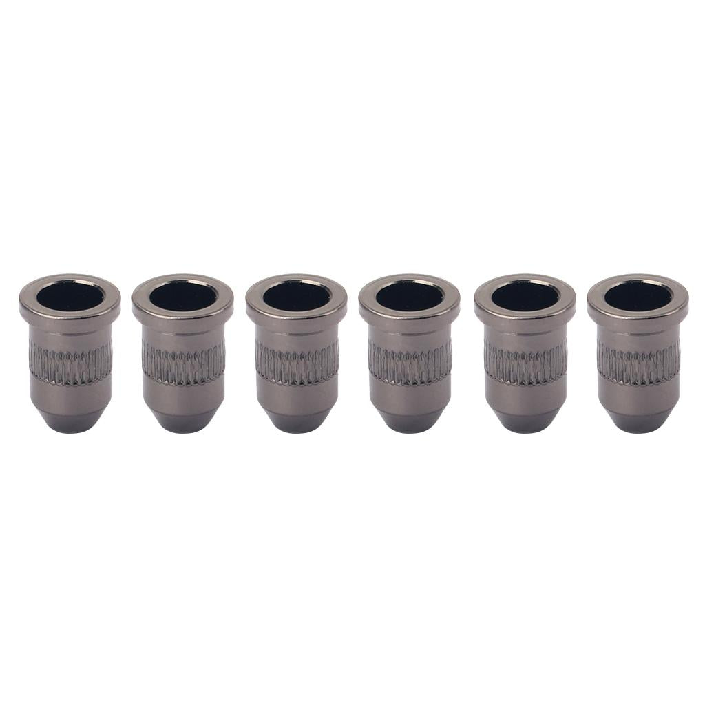 Max 6Pcs Metal Chrom Guitar String Ferrule Through Body Mounts String Caps Set