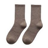 Maxbell Women Men Mid Calf Socks Thermal Boot Stockings Casual for Skiing Unisex One Size Brown