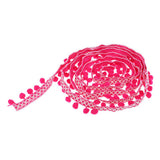 Maxbell 3 Yards 32mm Pom Pom Ball Fringe Ribbon Trim for Sewing Decoration Rose red