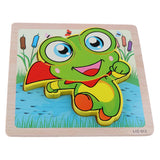 Maxbell 3D Wooden Animals Jigsaw Puzzle Board Kids Early Educational Toy Frog