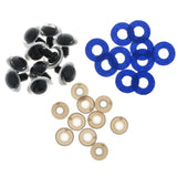 Maxbell 10pcs Plastic Safety Toy Eyes + Glitter Nonwovens + Washer 20mm Dark Blue