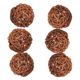 Maxbell 6PCS Rattan Ball Ornaments Wedding Party Decorations Wooden Balls  6CM Brown