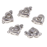 Maxbell 5 Sets Platinum diamante love Heart Box Clasps Jewelry Making Craft Findings