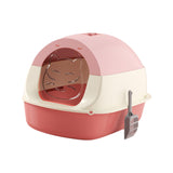 Maxbell Hooded Cat Litter Box with Lid Sandbox Fully Enclosed Cat Toilet Extra Large pink