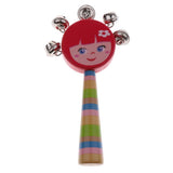 Max Orff Instrument Cute Wood Hand Jingle Bell Rattle Drum Kids Sound Toy Red