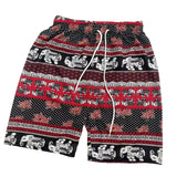 Maxbell Summer Beach Shorts for Women Men Boho Clothes Thailand Elephant Short Pants Red