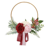 Maxbell Floral Hoop Wreath Wedding Decor Front Door Wreath for Farmhouse Spring Wall Rose Red