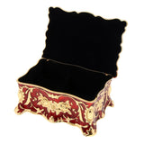 Maxbell Retro Enamel Flower Sculpture Trinkets Chest Jewelry Box Organizer Red