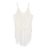 Max Womens Lace Crochet Hollow Out Beach Short Dress Swimwear Cover Up M White