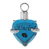 Maxbell Love Heart Blue Crystal Urn Memorial Ash Keepsake Cremation Pendant uncle