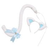 Maxbell Cat Ears and Tail Set Fancy Dress Costume Gift Dressing up Party White Blue