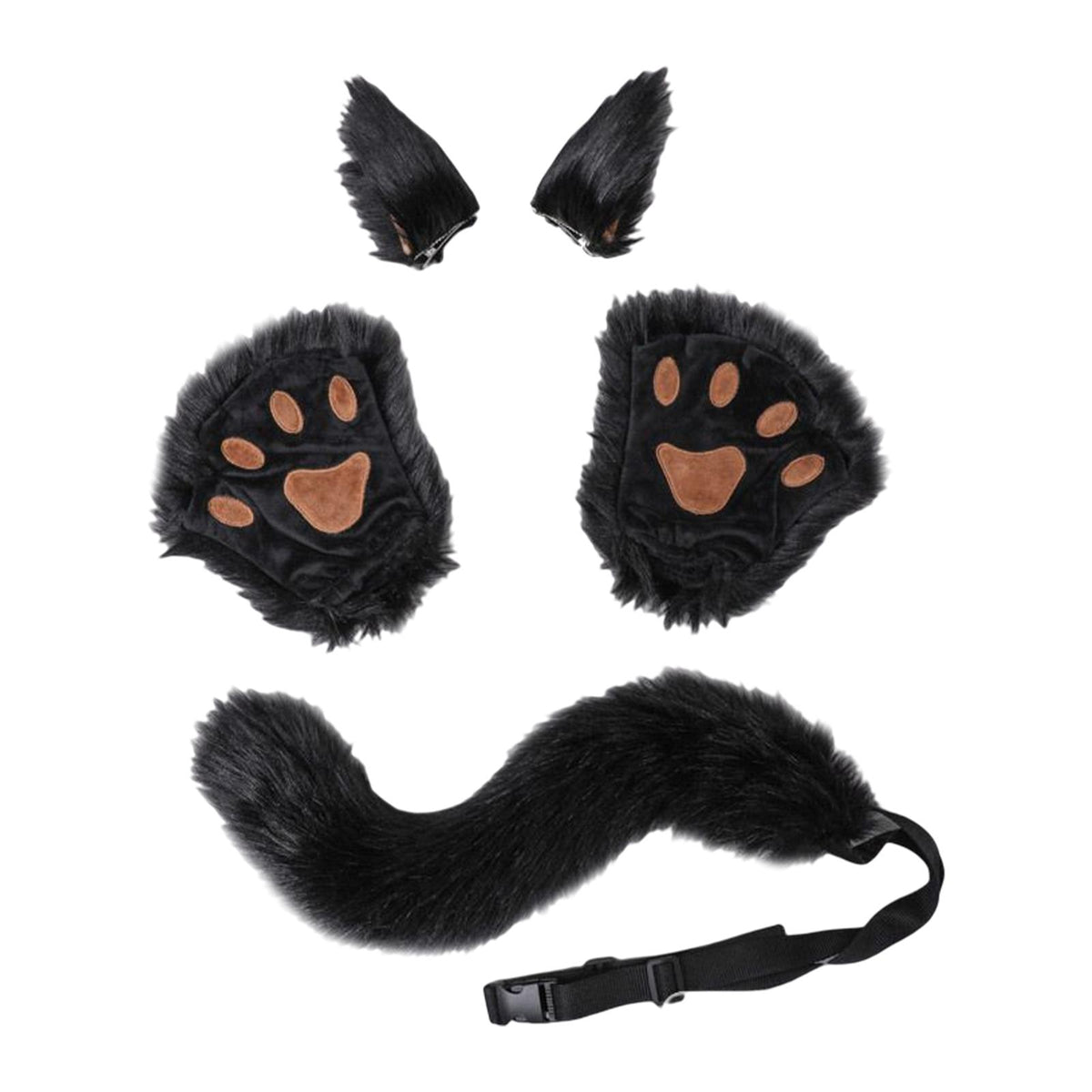 Maxbell Costume Set Halloween Ears Tail Paw Fancy Costume Cosplay Party black