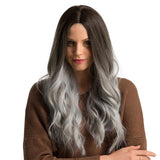 Maxbell 24inch Fashion Long Curly Hair Synthetic Wig Women Cosplay Black Ombre Brown
