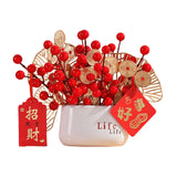 Maxbell Red Berries Bouquet Flower Arrangement Potted Plants for New Year Decoration Style D