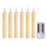 Maxbell 6x LED Candles 3D Wick Flameless Taper Candles for Wedding Party ivorys white
