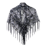 Maxbell Women Shawl Wrap Ladies Soft Sequin Bridal Shawl for Evening Festival Summer Black