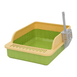 Maxbell Pet Litter Tray Potty Toilet High Sided Cat Litter Box for Small Animals Green Yellow