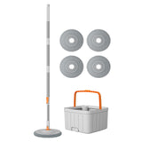 Maxbell Rotatable Round Flat Floor Mop Bucket Set Floor Cleaning System with 4 Pads