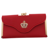 Max Diamante Crown Buckle Wedding Party Prom Evening Clutch Purse Handbag Red