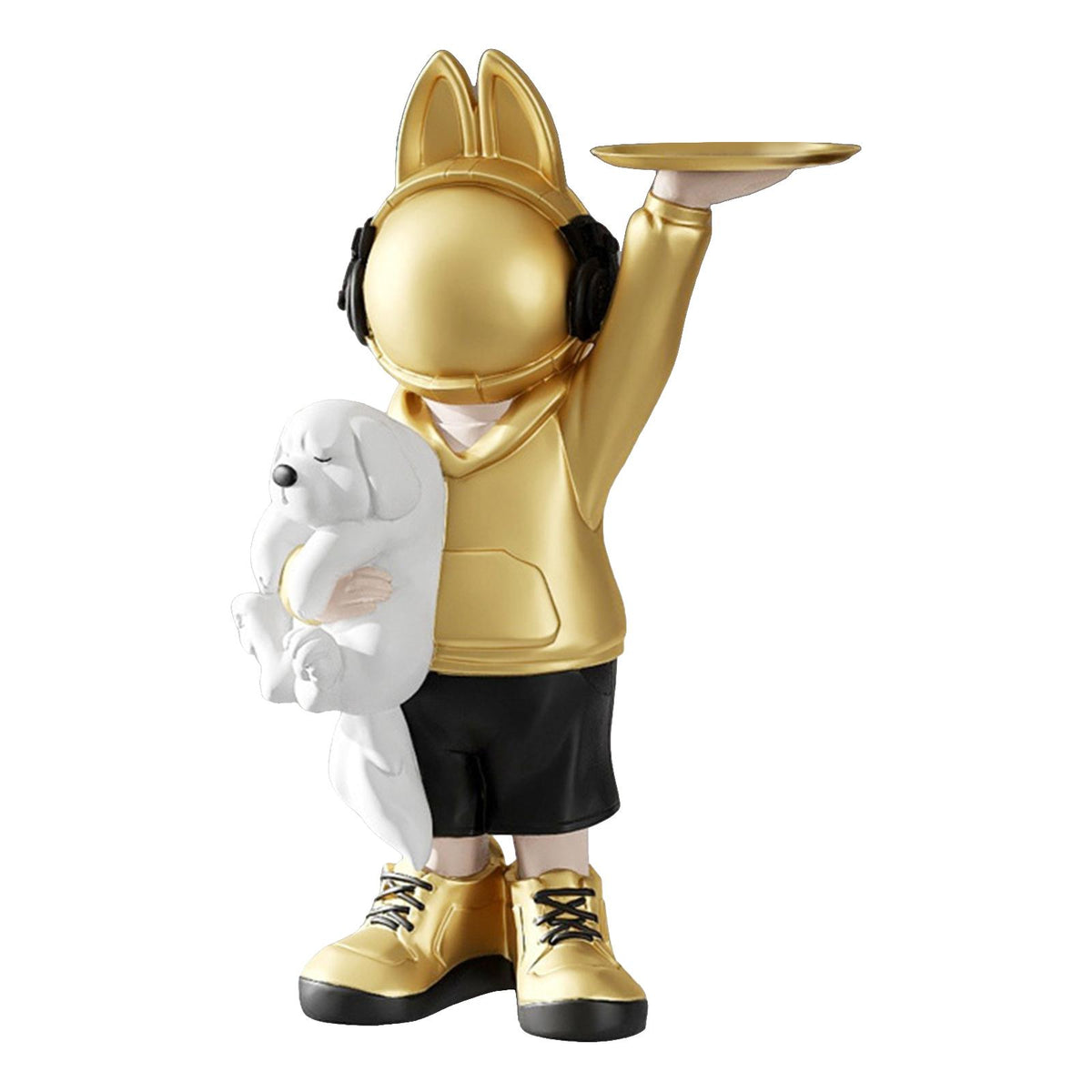 Maxbell Statue Storage Tray Figurine Sculpture Decor for Home TV Cabinet Restaurant Golden