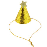 Max 6pcs Mini Glitter Birthday Cone Hat Headband Baby Birthday Costume Gold