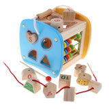 Maxbell Wooden Geometry Blocks Matching Beads Threading Numbers Counting Math Toy