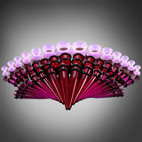 Maxbell 50pcs 14G-00G O-ring Acrylic Tapers Plugs and Silicone Tunnels Purple