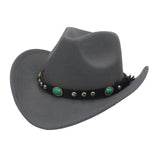 Maxbell Men's Women's Western Cowboy Hat Wide Brim Fashionable for Summer Beach Grey