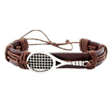 Maxbell Fashion Braided Leather Bracelet Wrist Cuff Bangle Tennis Racket Decorative