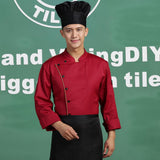 Maxbell Unisex Chef Jacket Coat Long Sleeves Oblique Led Package Margin 3XL Red