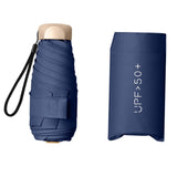 Maxbell Mini Sun Protection Umbrella with Case for Men and Women Sturdy Car Umbrella Dark Blue