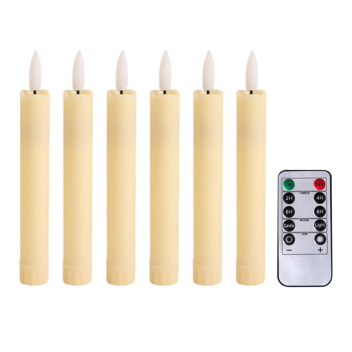 Maxbell 6x LED Candles 3D Wick Flameless Taper Candles for Wedding Party ivorys white
