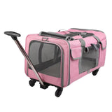 Maxbell Pet Carrier on Wheels with Wheels Rolling Carrier for Kitten Puppy Going Out pink
