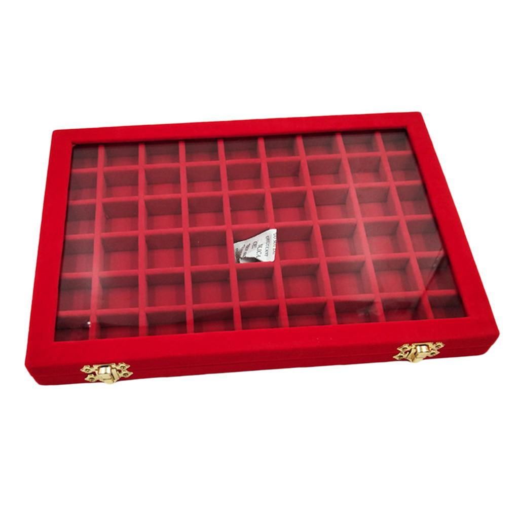 Maxbell Velvet Stackable Jewelry Display Tray Case for Jewellery Earrings Red