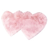 Max Heart Shaped Area Rug, Artificial Wool Shaggy Floor Mat Carpet Pink