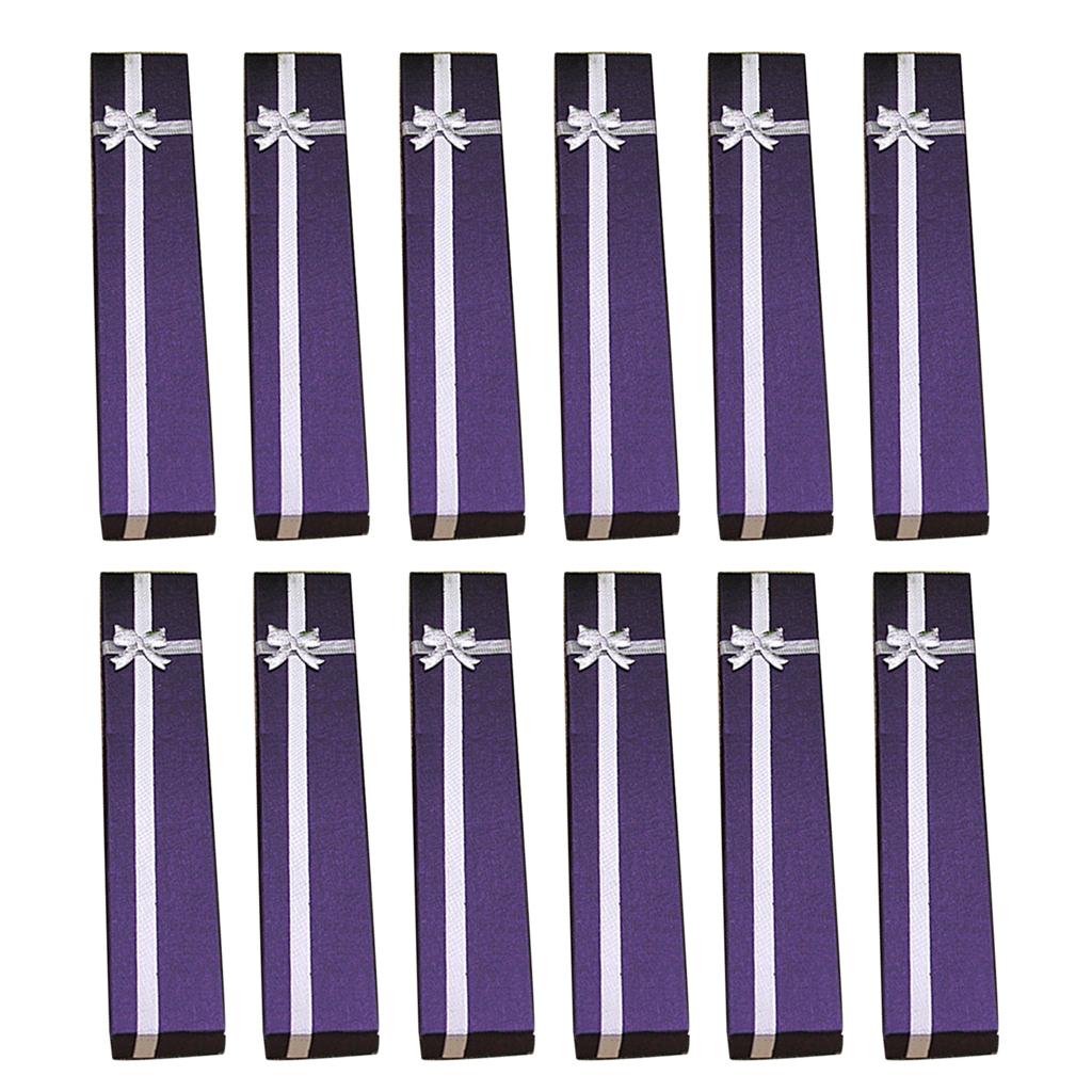 Maxbell 12x Bow Jewelry Box Ring Necklace Paper Box Gift Box Organizer Box Purple