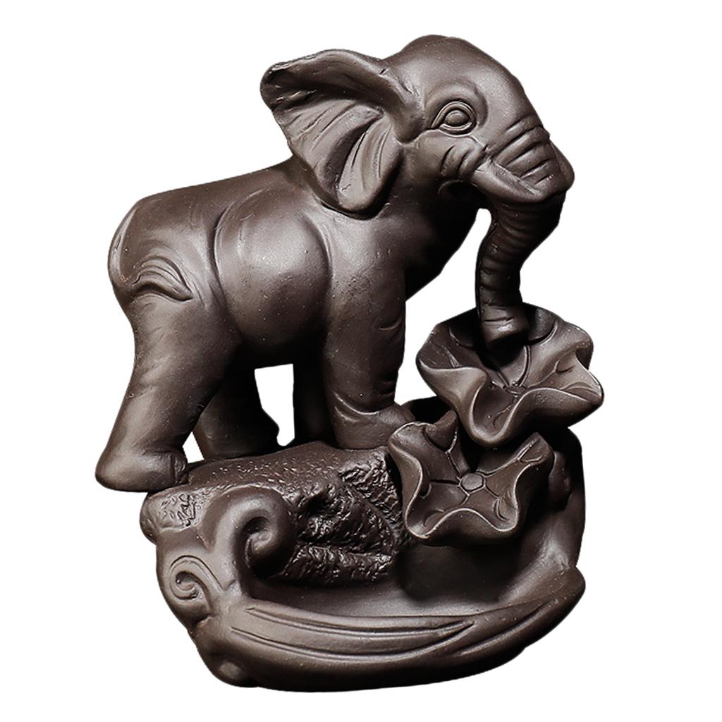 Max Elephant Shaped Backflow Incense Burner Stick Cone Holder Decor