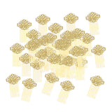 Max 50Pcs Metal Hollow Hair Clips Side Comb Antique Bride Hair Accessory Golden