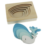 Maxbell 5-Layer Wooden Puzzle Early Educational Toy for Baby Toddler Blue Whale