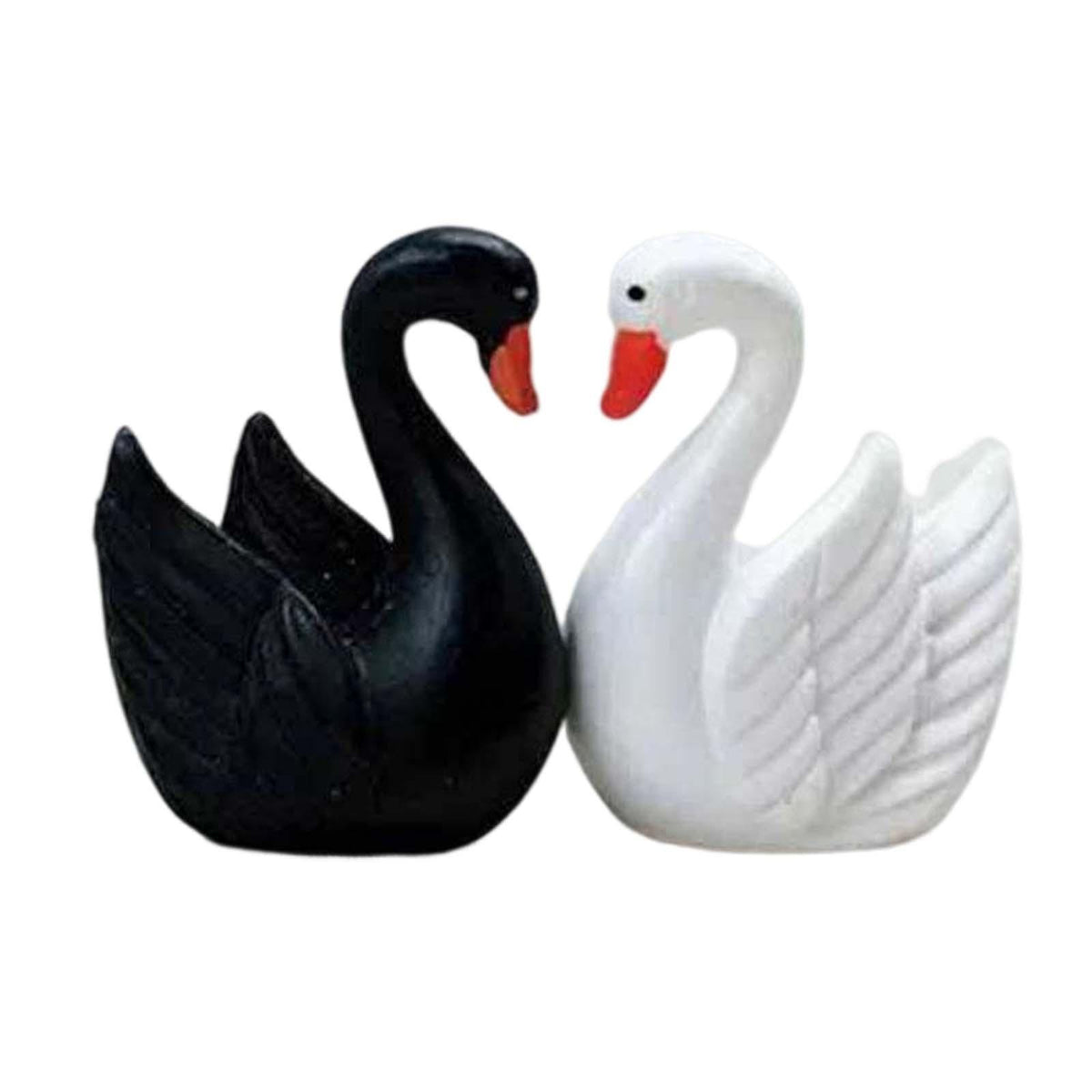 Maxbell 1 Pair Cake Topper Swan Figurines Baking Supplies for Birthday Halloween