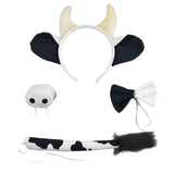 Maxbell 4 Pieces Animal Cow Costume Set Ears Headband Nose Bowtie Tail for Kids Black