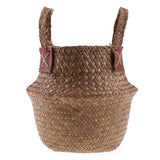 Max StrawWoven Flower Pot Vase Basket Green Plant Holder 38x34cm Brown