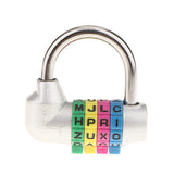 Max 4 Digit Dial Letter Combination Padlock Travel Luggage Suitcase Lock Silver