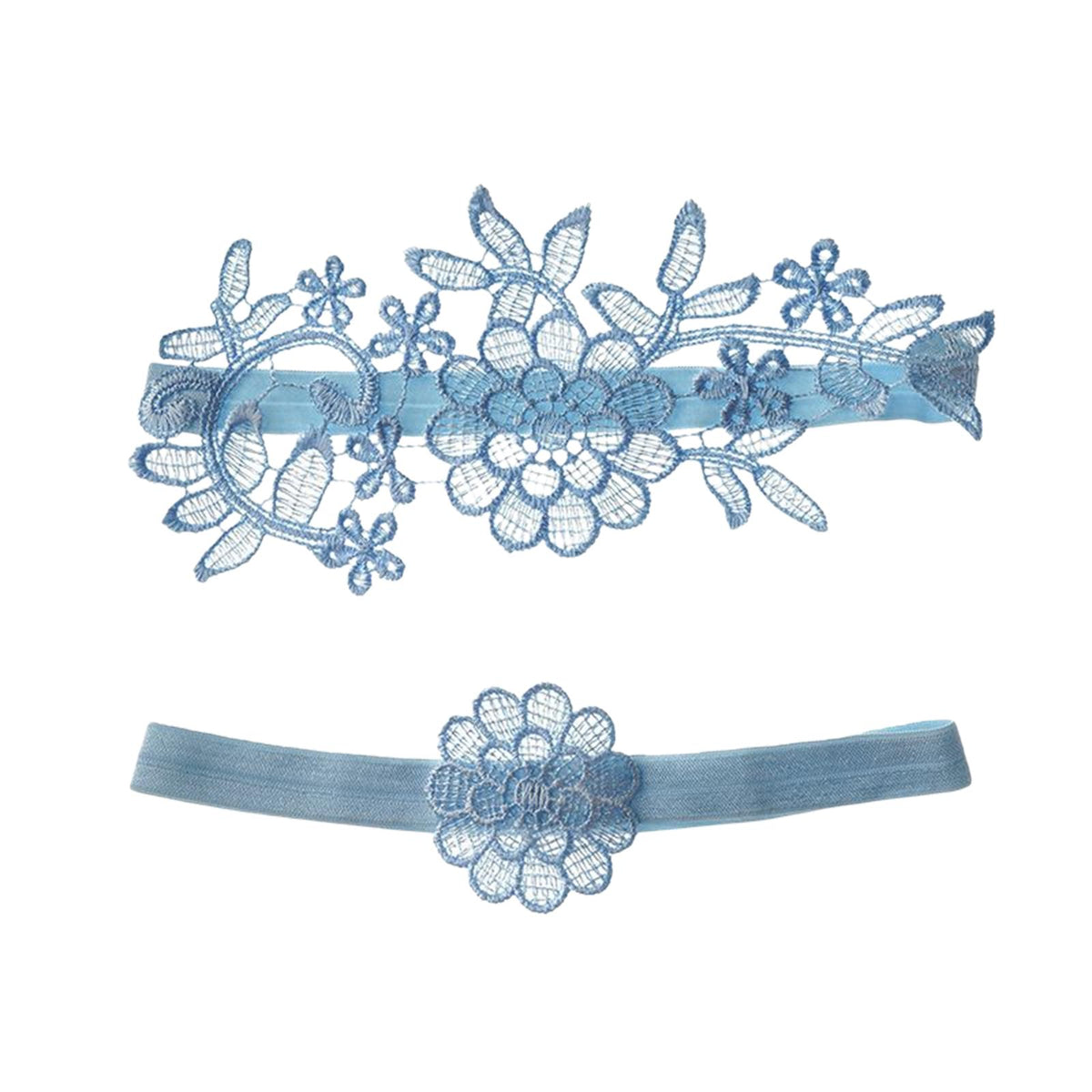 Maxbell 2Pcs Wedding Garters for Bride Leg Rings Handmade for Stage Prom Dance Sky Blue