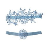 Maxbell 2Pcs Wedding Garters for Bride Leg Rings Handmade for Stage Prom Dance Sky Blue
