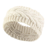 Maxbell Elastic Knitting Headband Headwear Thick Hair Bands for Girls Women Workout Beige