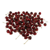 Maxbell 100 Pieces Artificial Vegetables Fruits Acorn Cherry Strawberry Dark Red Cherry
